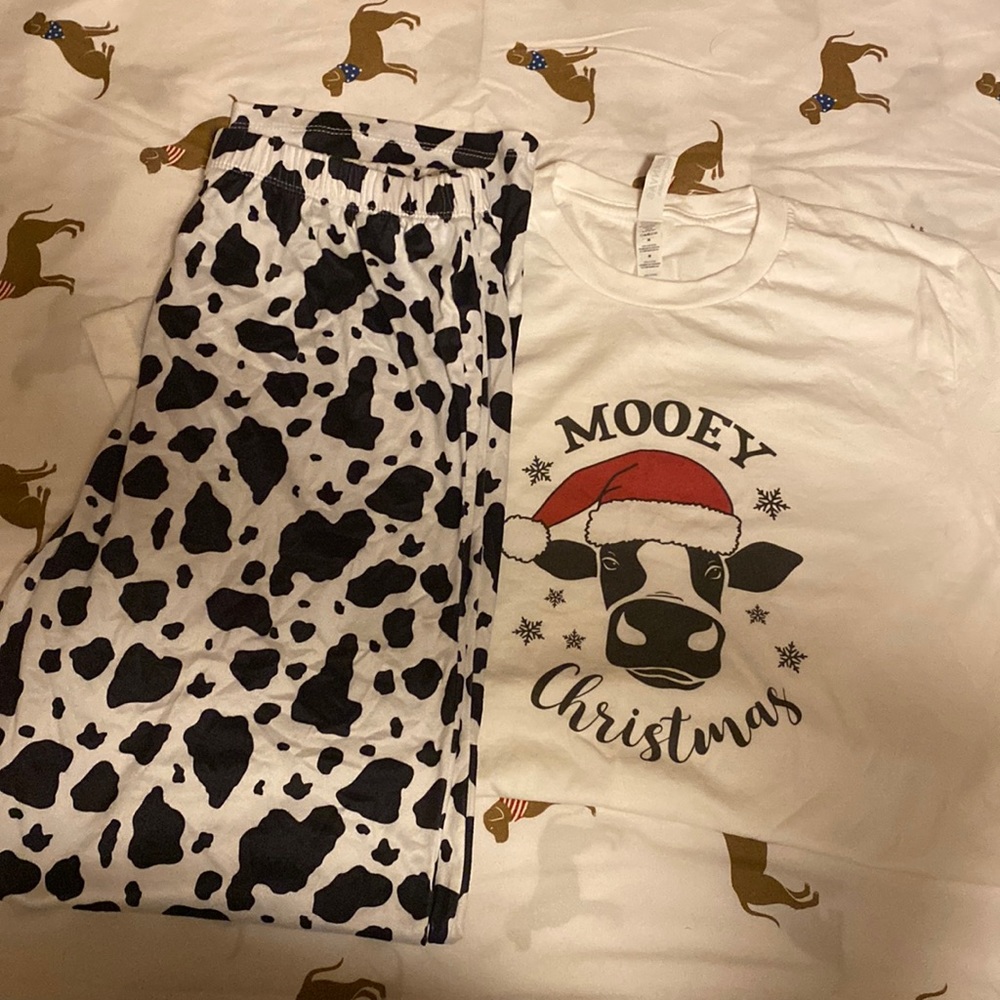 Cow print Christmas pajamas
